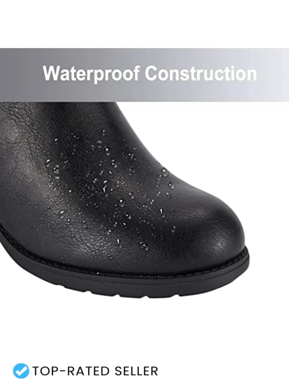 Women's Faux Leather Ankle Boots with Chunky Heel & Side Zipper
